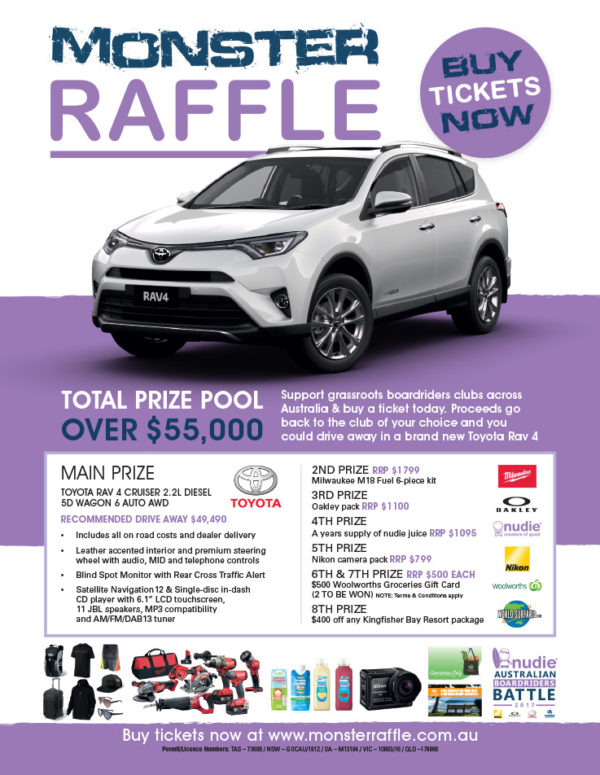 Australian Boardrider Battle Monster Raffle