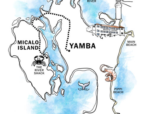 Yamba Mud Map Illustration for Wedding Invitation